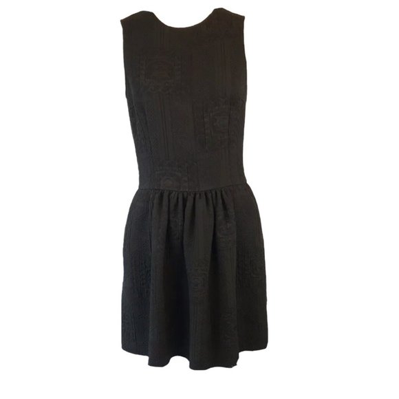 Zara Woman Drop Waist Dress Womens Size XS Black Floral Knit Sleeveless - Picture 4 of 12